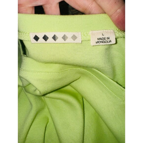 Lime Green Womens 3/4 Sleeve Square Neck Cotton Sweater Jersey Top Size L - Picture 5 of 7